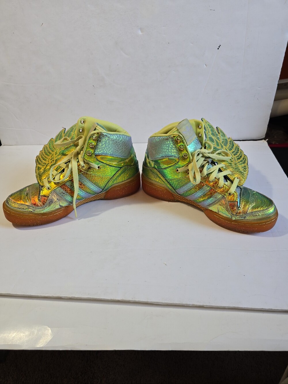 Adidas X Jeremy Scott Gold Foil Winged High-Top Sneakers Mens Size 8 - Picture 9 of 13